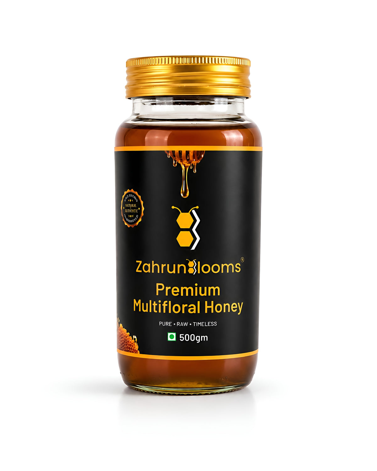ZahrunBlooms Premium Multifloral Honey 500g – Traditional Glass Bottle