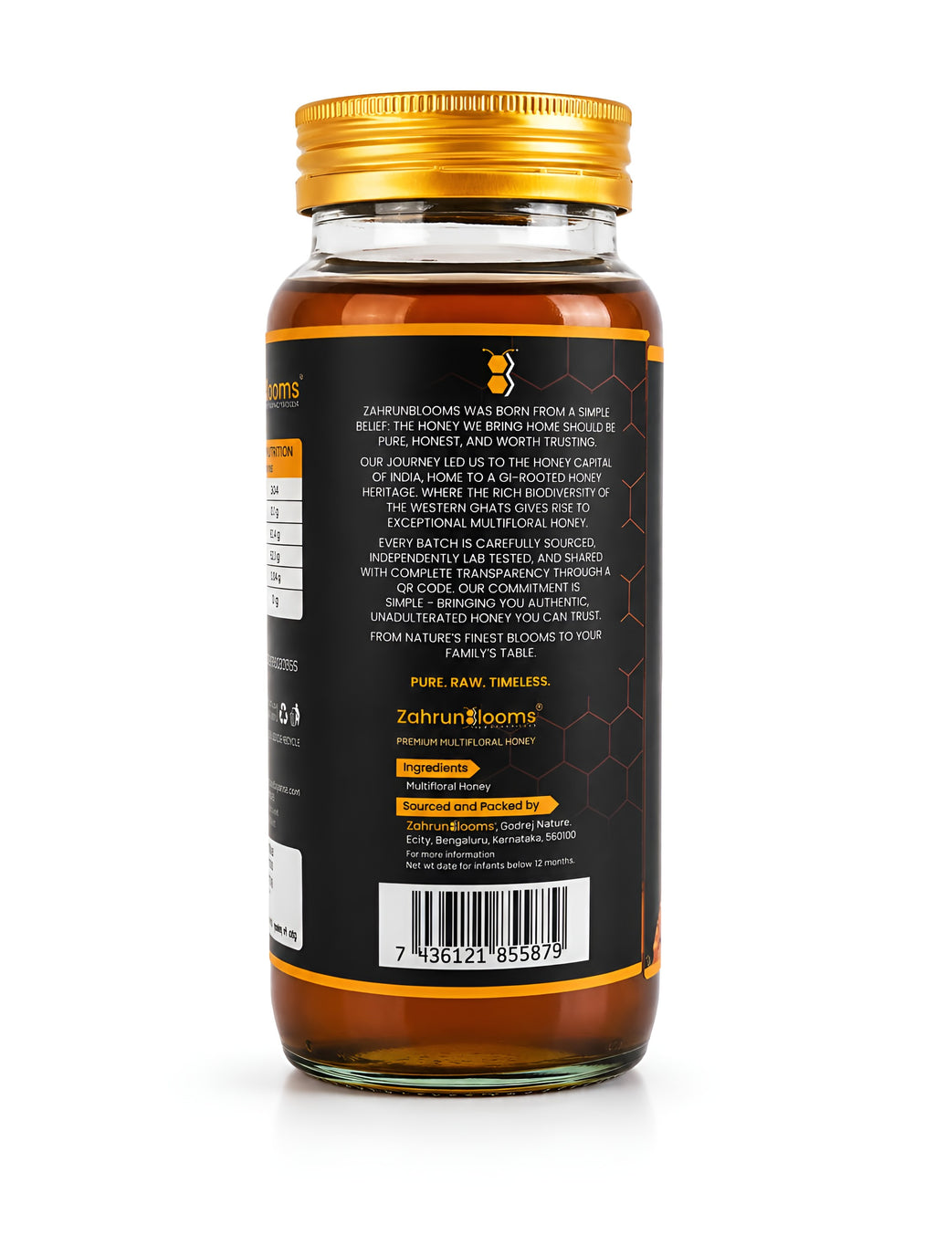 ZahrunBlooms Premium Multifloral Honey 500g – Traditional Glass Bottle