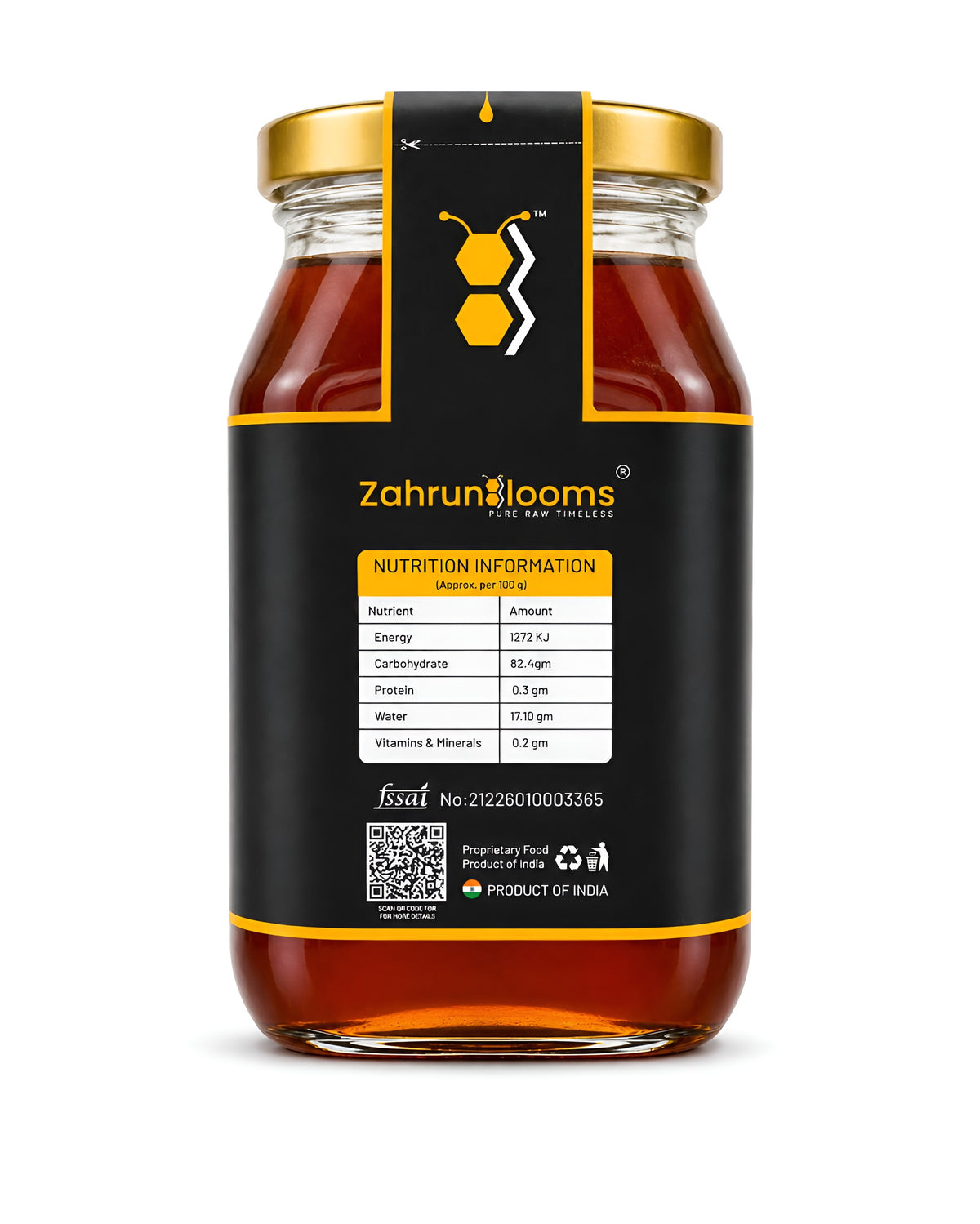 ZahrunBlooms Signature Premium Multifloral Honey 500g – Square Glass Jar