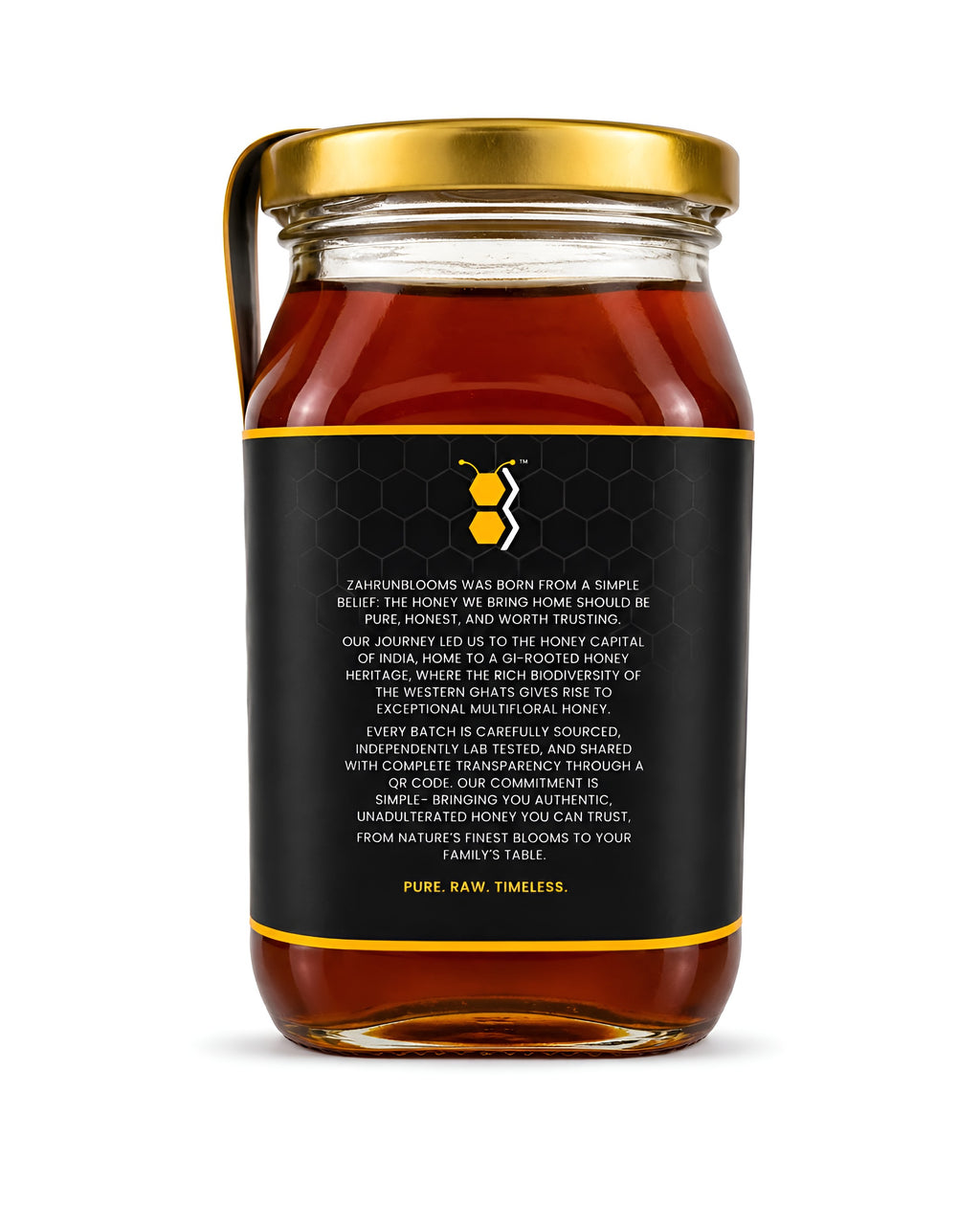 ZahrunBlooms Signature Premium Multifloral Honey 500g – Square Glass Jar