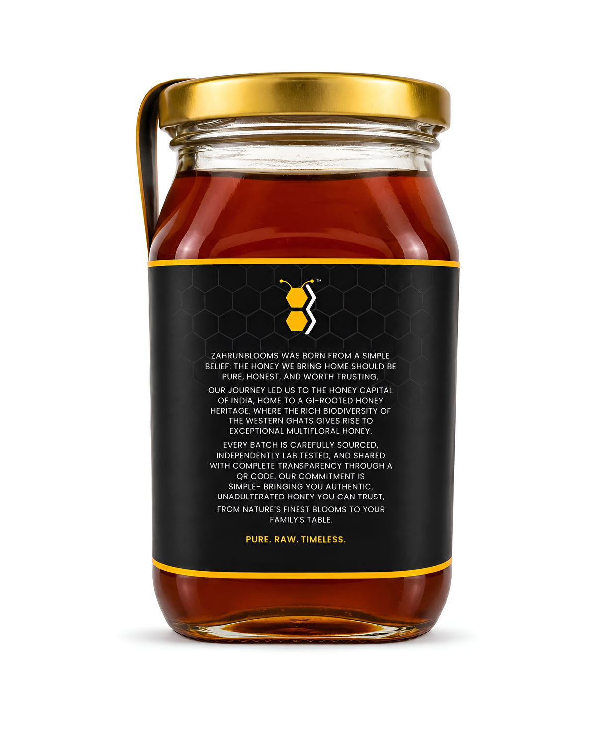 ZahrunBlooms Signature Premium Multifloral Honey 500g – Square Glass Jar