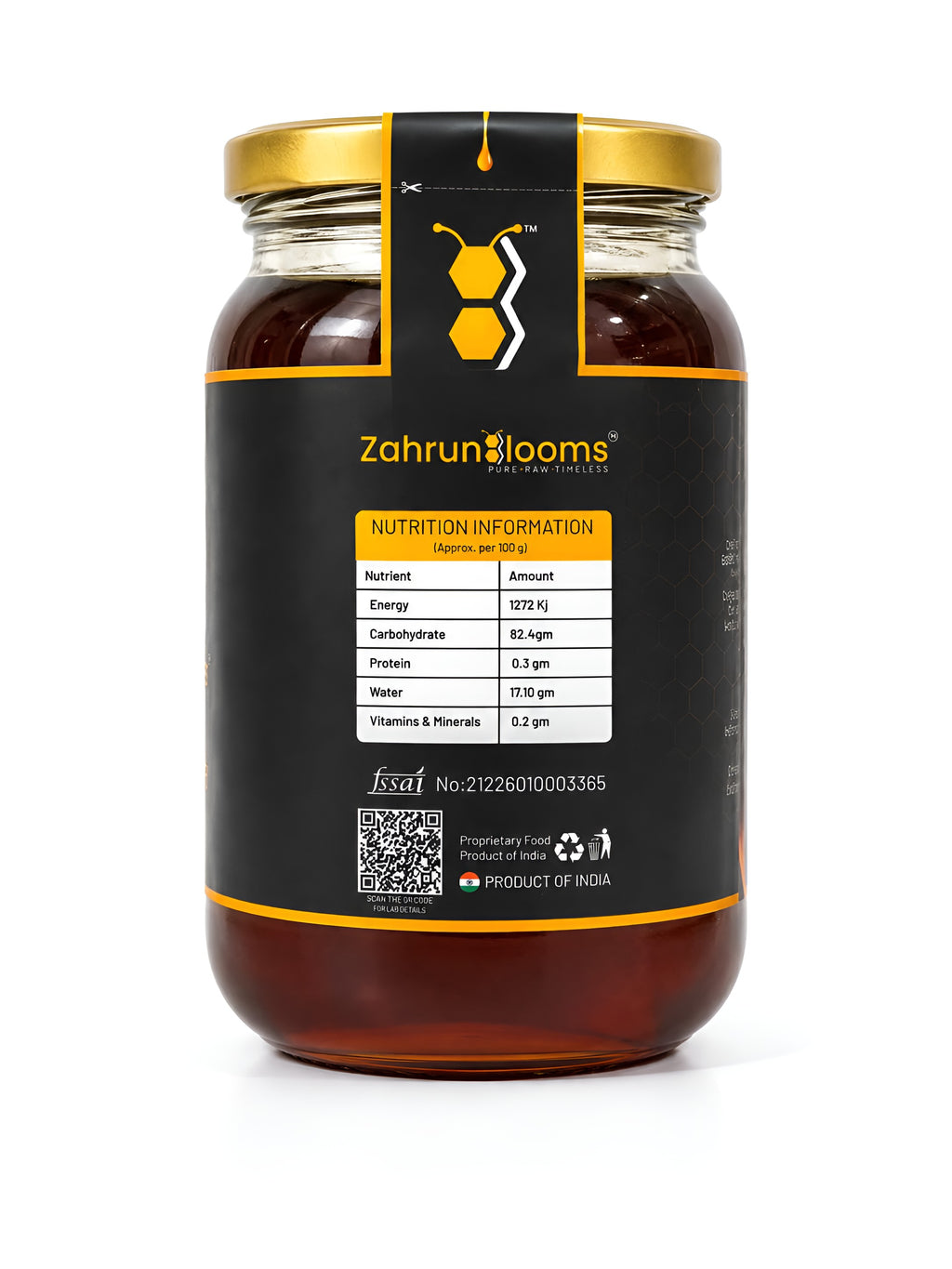 ZahrunBlooms Premium Multifloral Honey 500g — Rounded Glass Jar