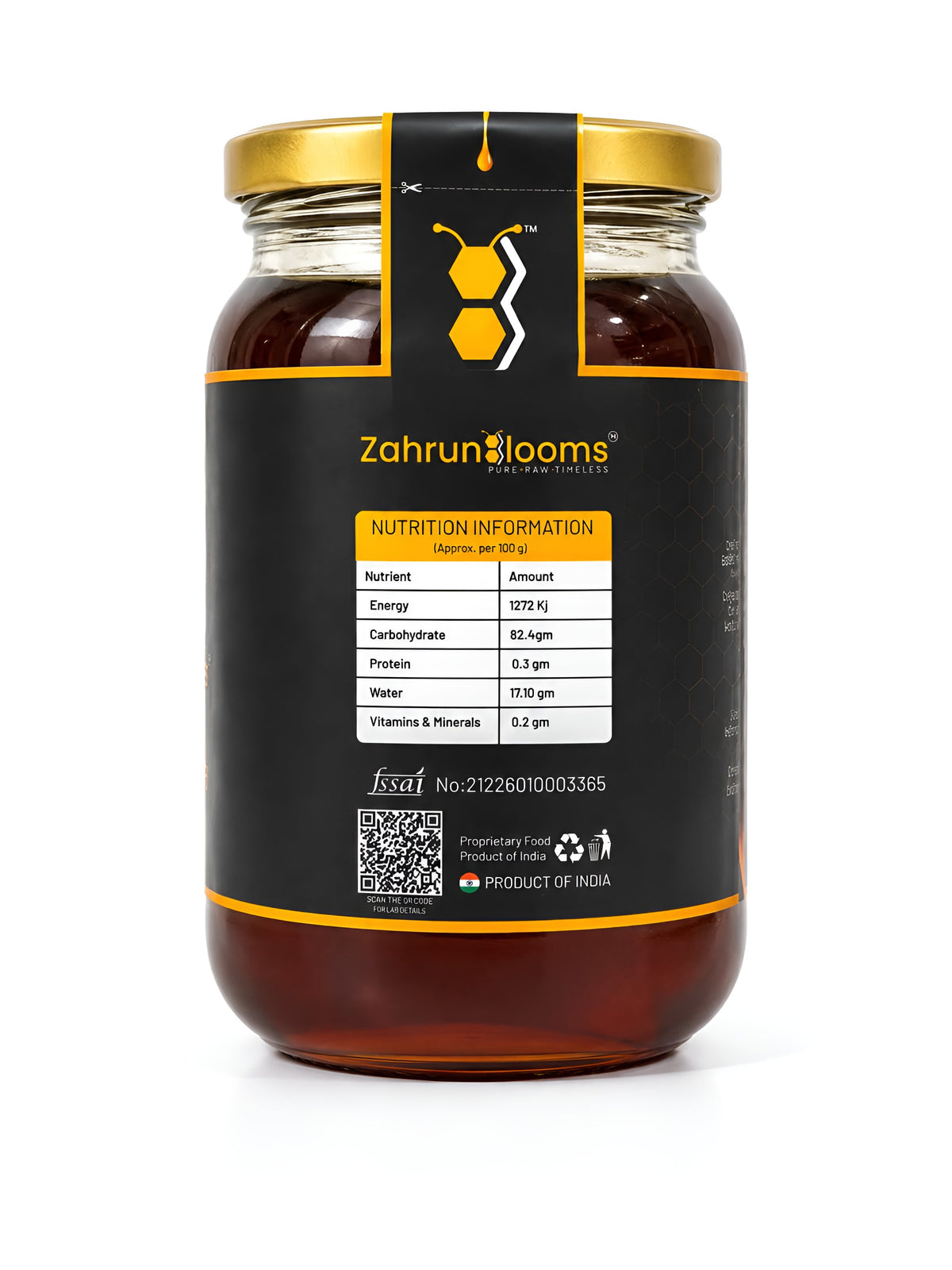 ZahrunBlooms Premium Multifloral Honey 500g — Rounded Glass Jar